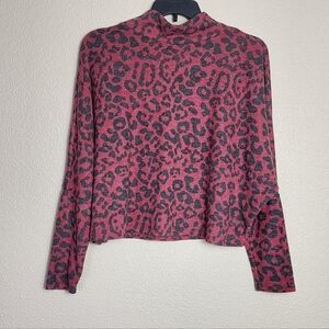 Abound Mock Neck Oversized Leopard Print Soft Sweater XL